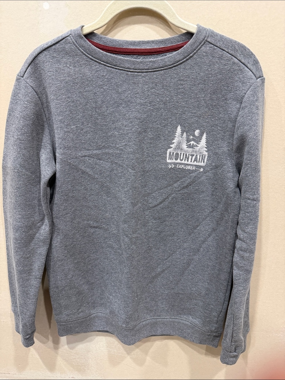 Cat & Jack Men's Gray Crewneck Sweater with Mountain Graphic